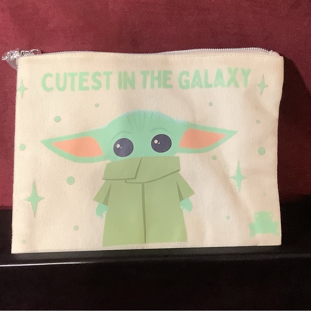 Star Wars Mandalorian Cosmetic Bag with the words cutest in the galaxy NEW
